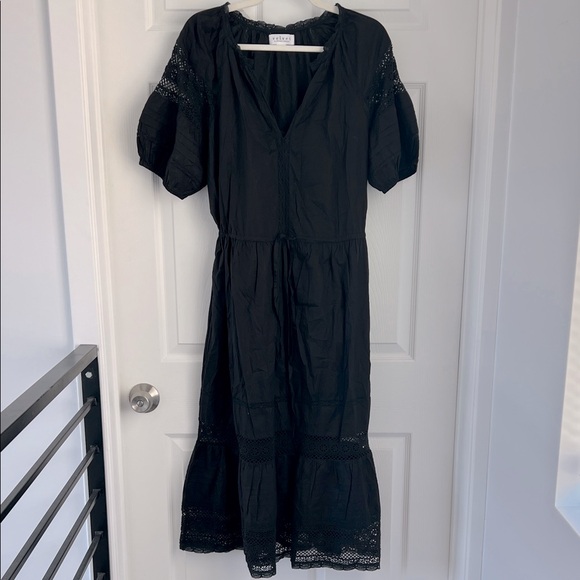 Velvet by Graham & Spencer Andy Short Sleeved Cotton Midi Dress Black S $239 - Picture 3 of 11